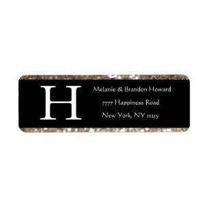 Modern Elegant White Black Gold Monogram Initial