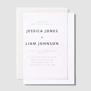 Modern Elegant White & Black Minimalist Wedding Vellum Invitations