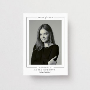 Modern Elegant White & Black Photo Graduation Invitation