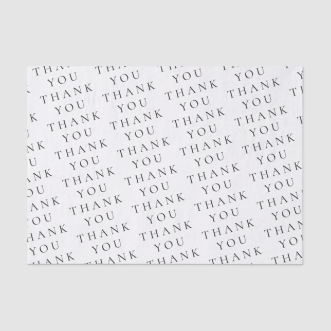 Modern Elegant White Black Thank You Custom  Tissue Paper (Front)