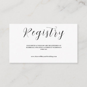 Modern Elegant White & Black Wedding Registry  Enclosure Card