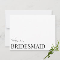 Modern & Elegant White bridesmaid proposal Card