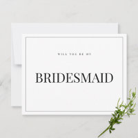 Modern & Elegant White bridesmaid proposal Card