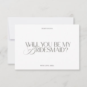 Modern Elegant White Bridesmaid Proposal Card