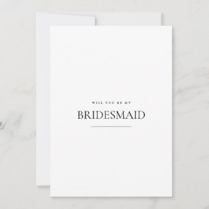 Modern & Elegant White Bridesmaid Proposal Card