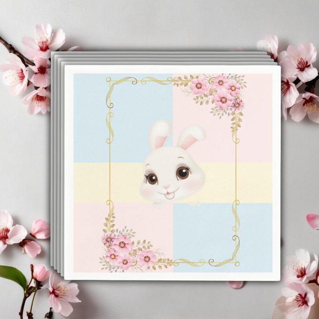 Modern Elegant White Bunny Baby Shower Napkin (Creator Uploaded)
