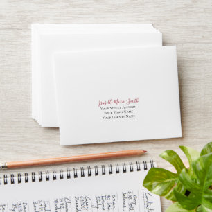 Modern Elegant White & Burgundy Roses Wedding RSVP Envelope