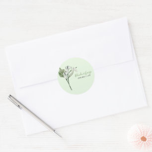 Modern Elegant White Calla Lilies Wedding Classic Round Sticker