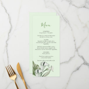 Modern Elegant White Calla Lilies Wedding Menu