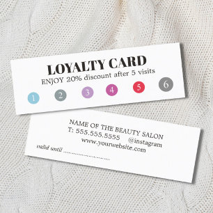 Modern Elegant White Colourful Punch Beauty Salon Loyalty Card
