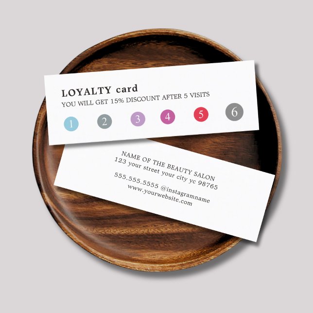 Modern Elegant White Colourful Punch Beauty Salon Loyalty Card (Creator Uploaded)