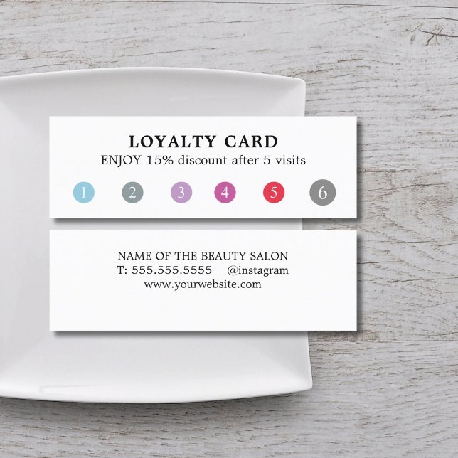 Modern Elegant White Colourful Punch Beauty Salon Loyalty Card (Creator Uploaded)