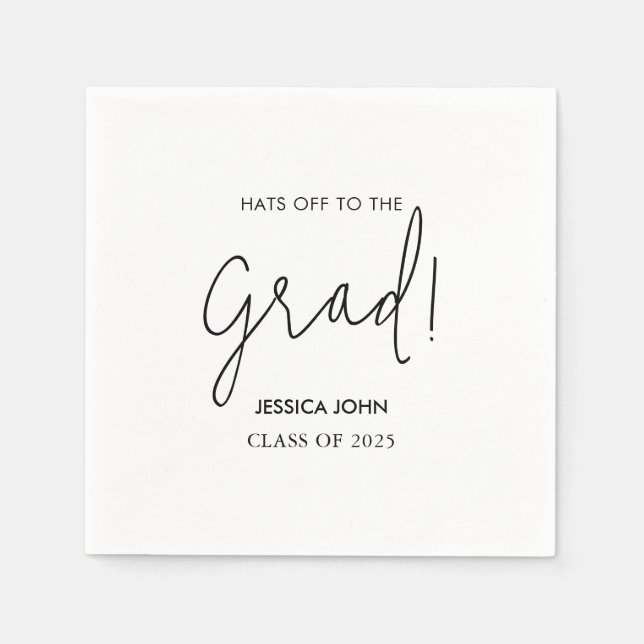 Modern Elegant White Congratulations Graduation  Napkin (Front)