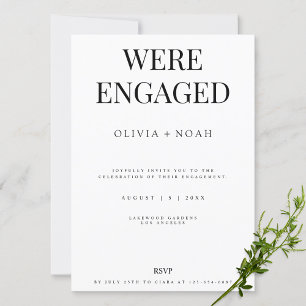 Modern & Elegant White Engagement Party Invitation