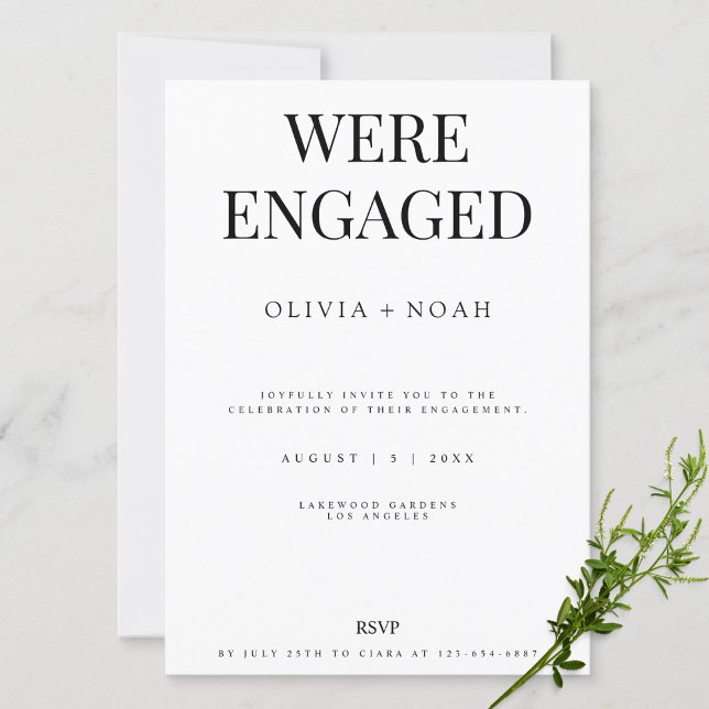 Modern & Elegant White Engagement Party Invitation (Creator Uploaded)