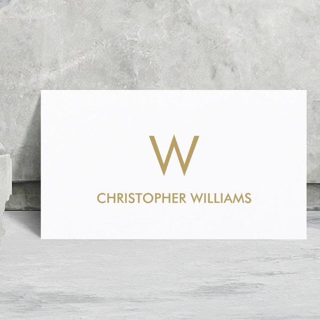 Modern Elegant White Faux Gold Monogram Attorney Business Card (Creator Uploaded)