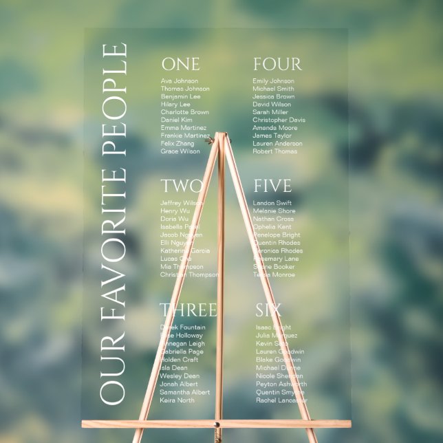 Modern Elegant White Font Wedding Seating Chart (Neutral)