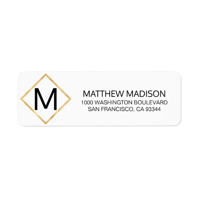 Modern Elegant White Gold Frame Monogram Initials (Front)