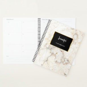 Modern elegant white gold marble pattern personal planner