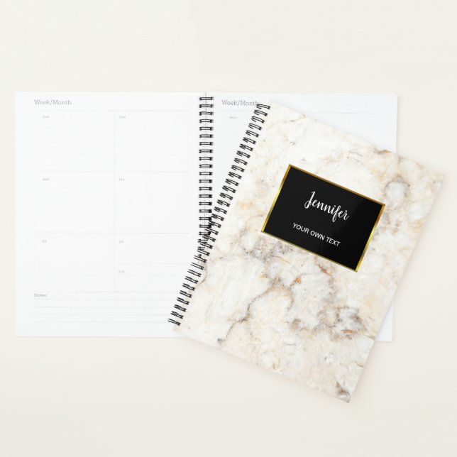 Modern elegant white gold marble pattern personal  planner (Display)