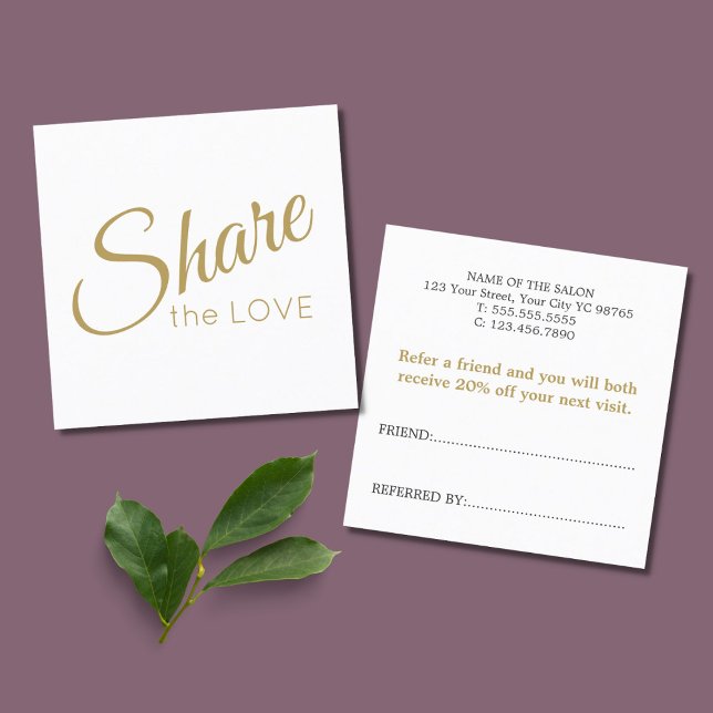 Modern Elegant White Golden Referral Car Card (Creator Uploaded)