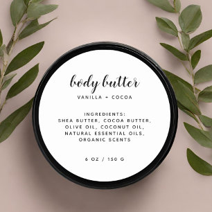 Modern elegant white ingredients list classic round sticker