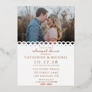 Modern Elegant White Lace Photo Rehearsal Dinner