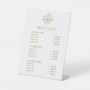 Modern Elegant White Logo Service Menu Price List Pedestal Sign