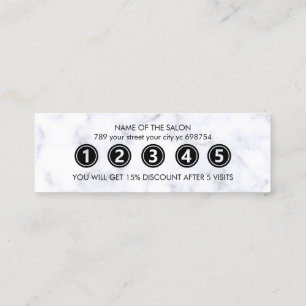 Modern Elegant White Marble Beauty Salon Loyalty Card