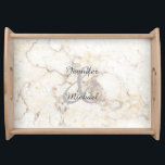 Modern elegant white marble bride groom wedding serving tray<br><div class="desc">Modern elegant white marble bride groom wedding Serving Tray.
You can add your own names to personalize.</div>