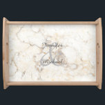 Modern elegant white marble bride groom wedding serving tray<br><div class="desc">Modern elegant white marble bride groom wedding Serving Tray.
You can add your own names to personalize.</div>