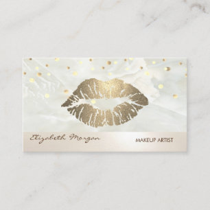 Modern Elegant White Marble ,Confetti,Lips Business Card