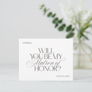 Modern Elegant White Matron of Honour Proposal Car Invitation