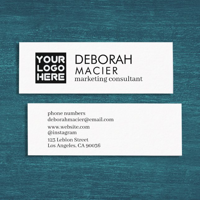 Modern Elegant White Mini Business Card with Logo  (Creator Uploaded)