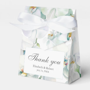 Modern Elegant White Orchids Wedding Thank You Favour Box