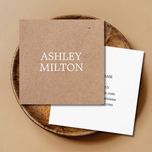 Modern Elegant White Printed Kraft Consultant Square Business Card (Creator Uploaded)