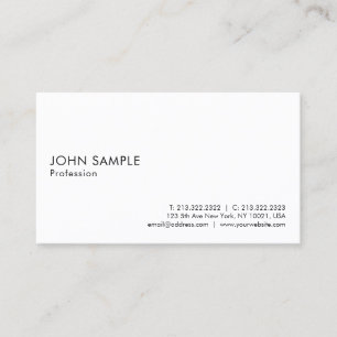 Modern Elegant White Professional Clean Plain Business Card