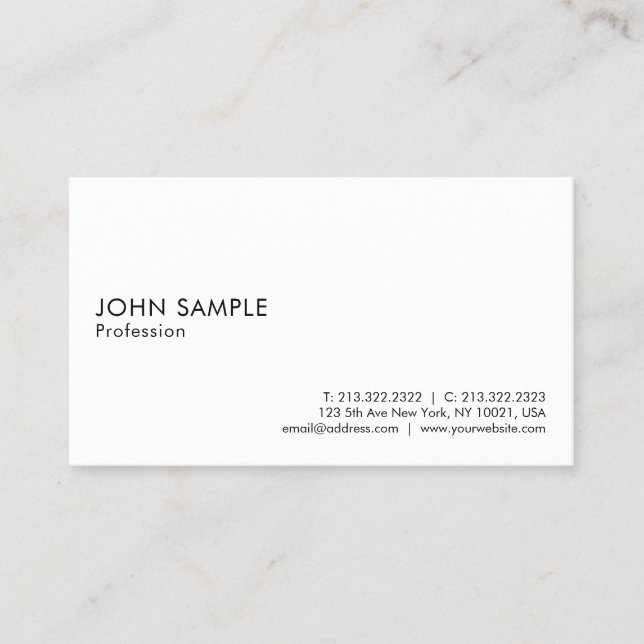 Modern Elegant White Professional Clean Plain Business Card (Front)