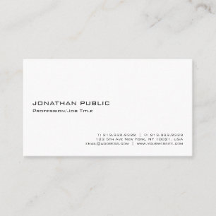 Modern Elegant White Professional Minimalistic Business Card