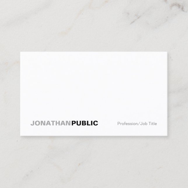 Modern Elegant White Professional Simple Plain Business Card (Front)