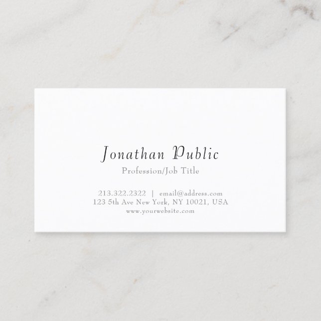 Modern Elegant White Professional Simple Template Business Card (Front)