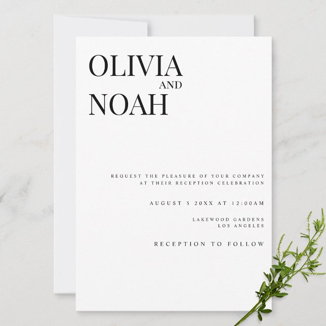 Modern & Elegant White Reception Invitation Card (Creator Uploaded)