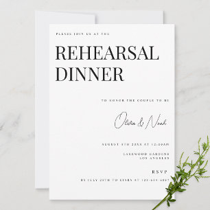 Modern & Elegant White Rehearsal Dinner Card