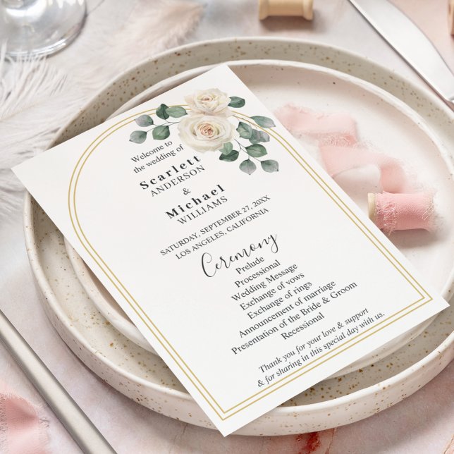 Modern Elegant White Rose & Golden Arch Wedding (Creator Uploaded)