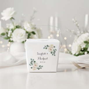 Modern Elegant White Rose Wedding Favour Box
