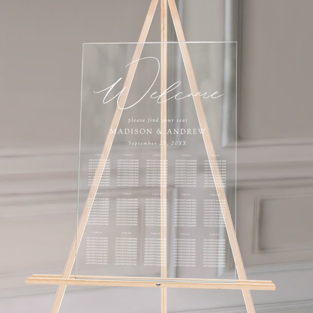 Modern Elegant White Script Seating Chart (Creator Uploaded)