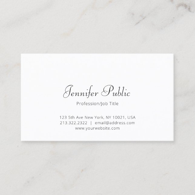 Modern Elegant White Simple Professional Template Business Card (Front)