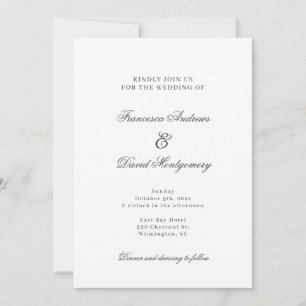 Modern elegant white wedding invitation 