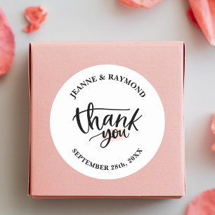 Modern Elegant White Wedding Thank You Favour Classic Round Sticker