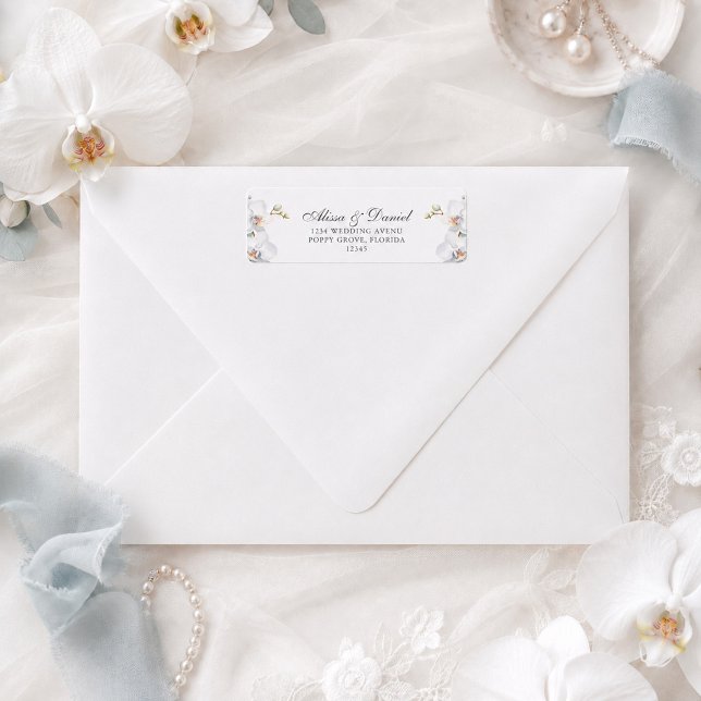 Modern Elegant Wild Orchid Wedding Address (Modern Elegant Wild Orchid Wedding Address Label)